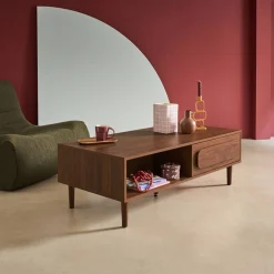 Vintage-Couchtisch in Holzoptik mit 1 Schublade