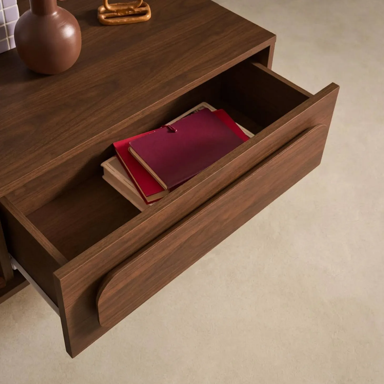 Vintage-Couchtisch in Holzoptik mit 1 Schublade