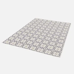 Vintage Innen-/Außenteppich Creme Beige Blau