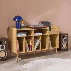 Vintage-Möbel XL für Schallplatten mit Holzdekor 130 cm