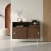 Vintage Schallplattenschrank mit Holzdekor und Edelstahl 100cm