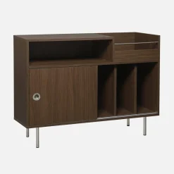 Vintage Schallplattenschrank mit Holzdekor und Edelstahl 100cm