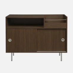 Vintage Schallplattenschrank mit Holzdekor und Edelstahl 100cm