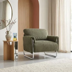 Vintage-Sessel mit Cordbezug und verchromtem Gestell