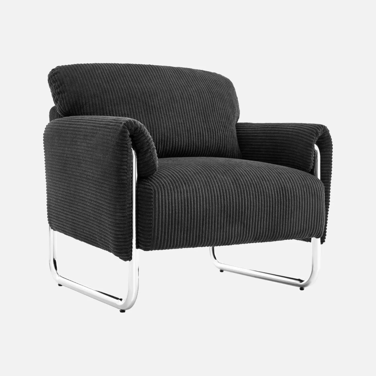 Vintage-Sessel mit Cordbezug und verchromtem Gestell