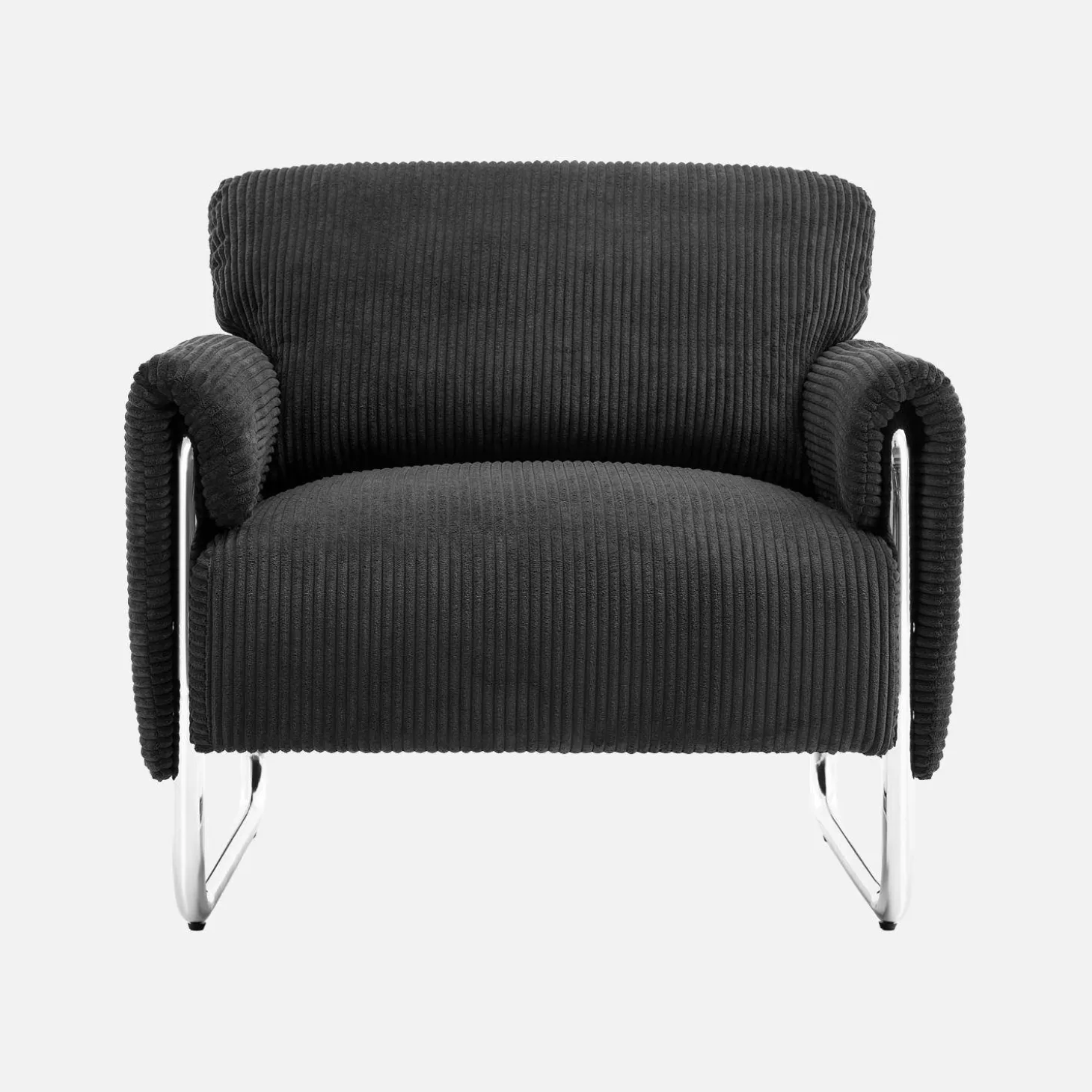 Vintage-Sessel mit Cordbezug und verchromtem Gestell