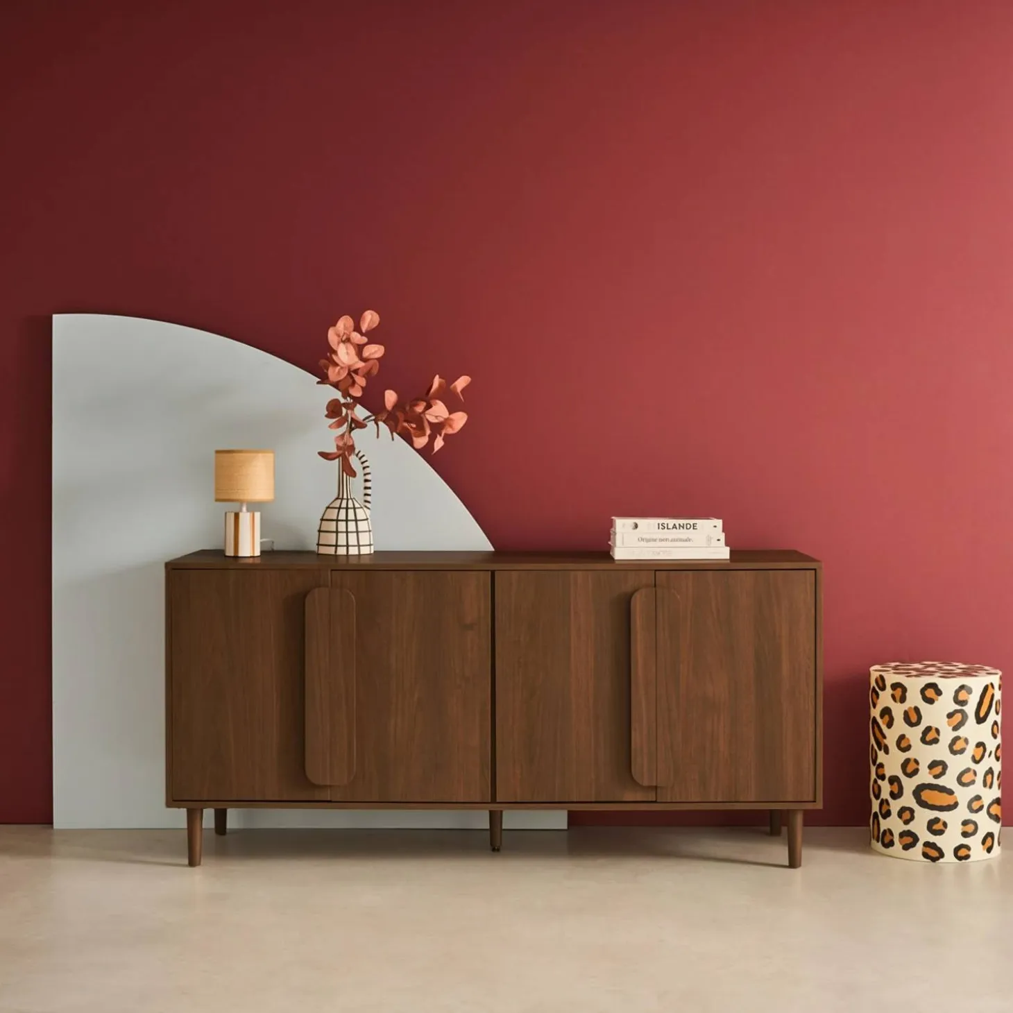 Vintage-Sideboard im Holzlook mit 4 Türen, 160 cm