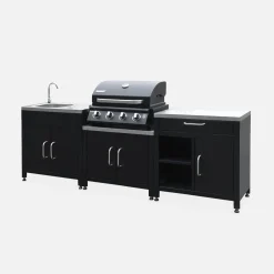Vollständige Außenküche 7 Elemente + Gasgrill + Schutzhülle