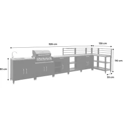 Vollständige Außenküche 7 Elemente + Gasgrill + Schutzhülle