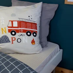 Wende-Bettwäsche 1 Person Feuerwehr-Motiv Mikrofaser 140 x 200 cm
