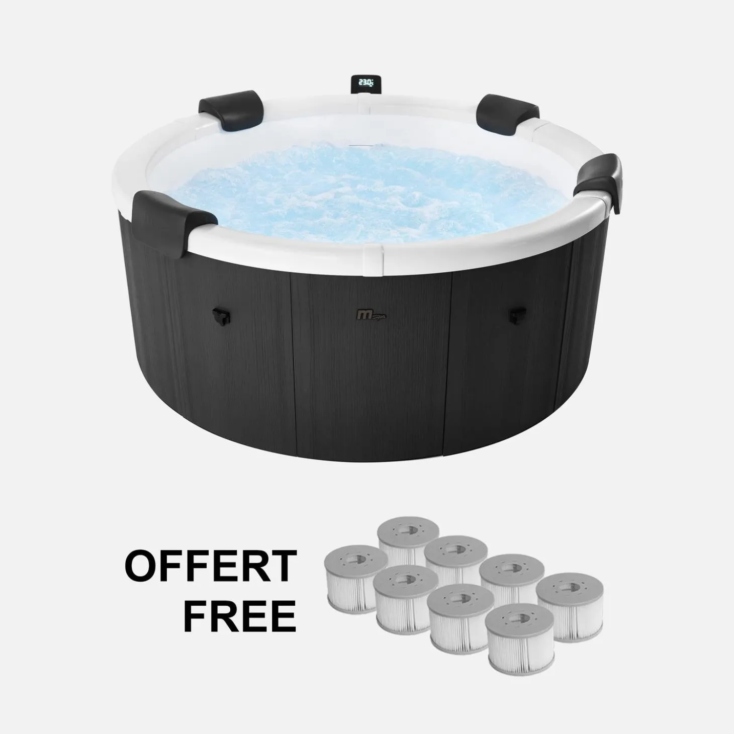 Whirlpool rund 180cm 6-Personen Hydromassage, 4 Kissen, Abdeckung, Cover + 8 Filter